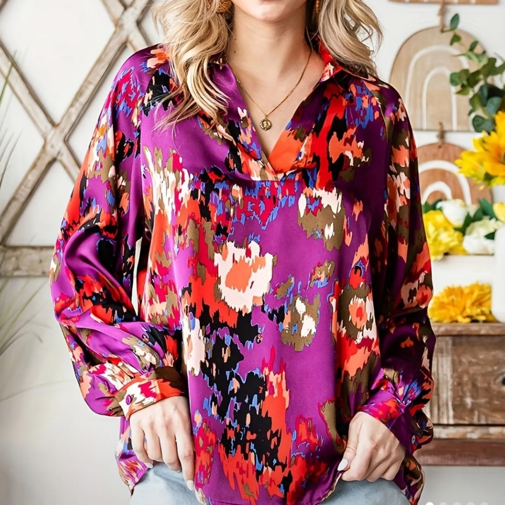 💮Beautiful New Purple Abstract Pattern Blouse